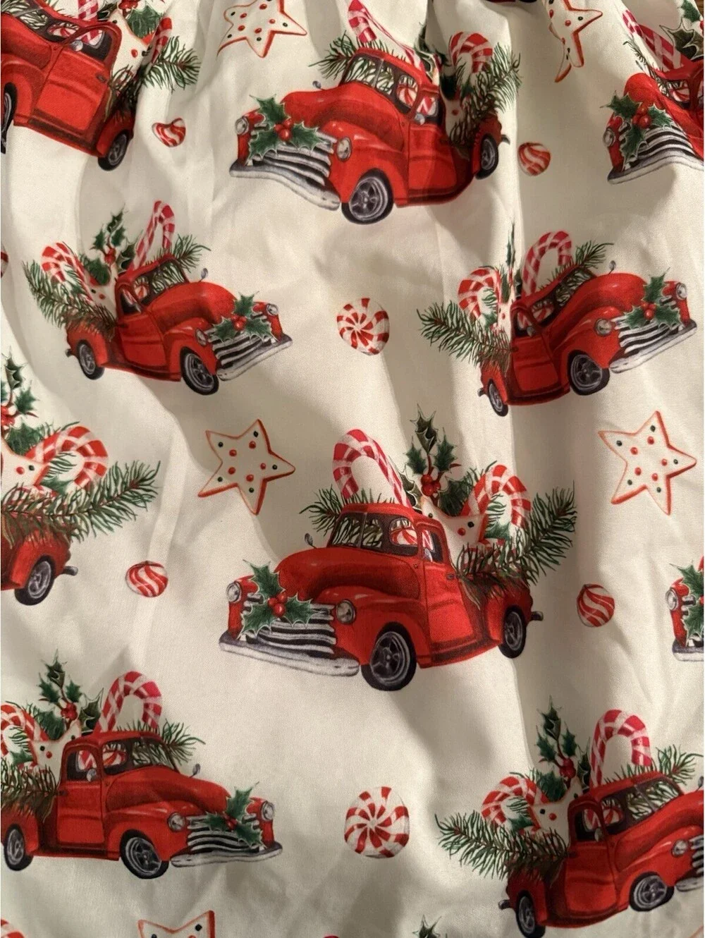 Girls Holiday Dress Measures Size 4T-5T Denim Red Truck